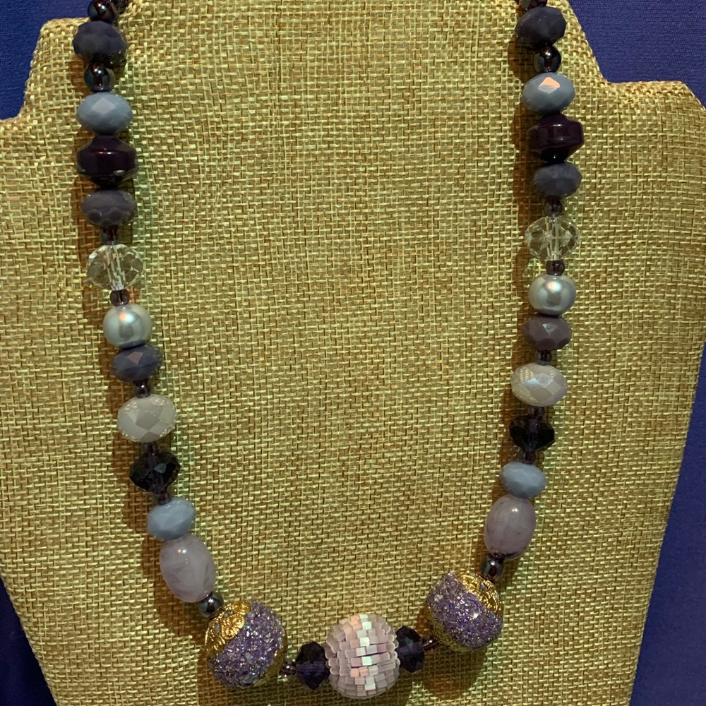 Lavender and Purple Crystal Chunk Necklace